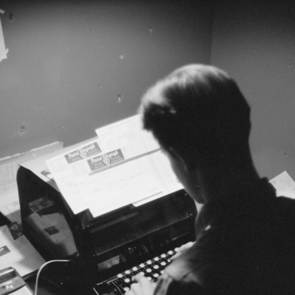 Typewriter on a writing desk